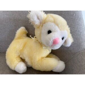 Russ Berrie Lani Baby Lamb Plush Yellow Cream White Stuffed Toy Animal Vintage